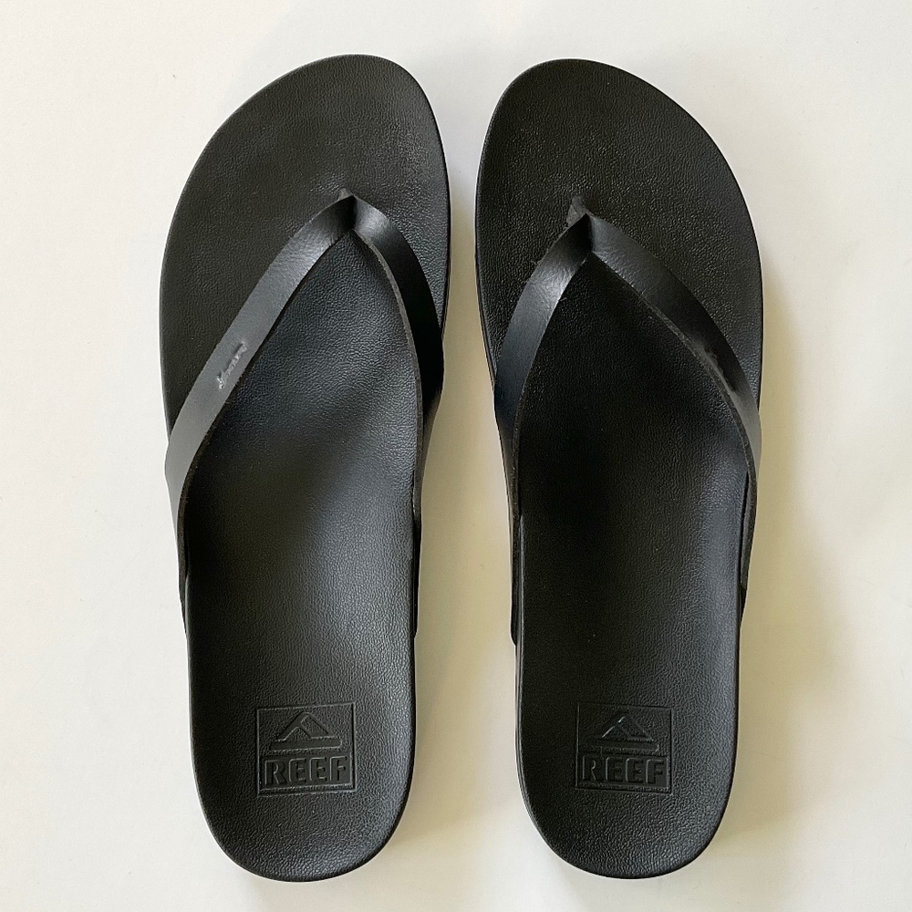 Reef Black Minimalist Slide Sandals